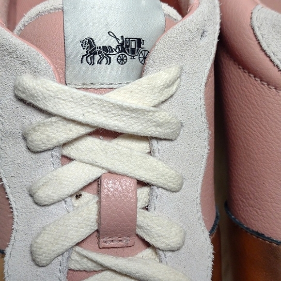 Coach Pink Metallic Color Block Trainer Sneakers with Suede Trim - Picture 2 of 15